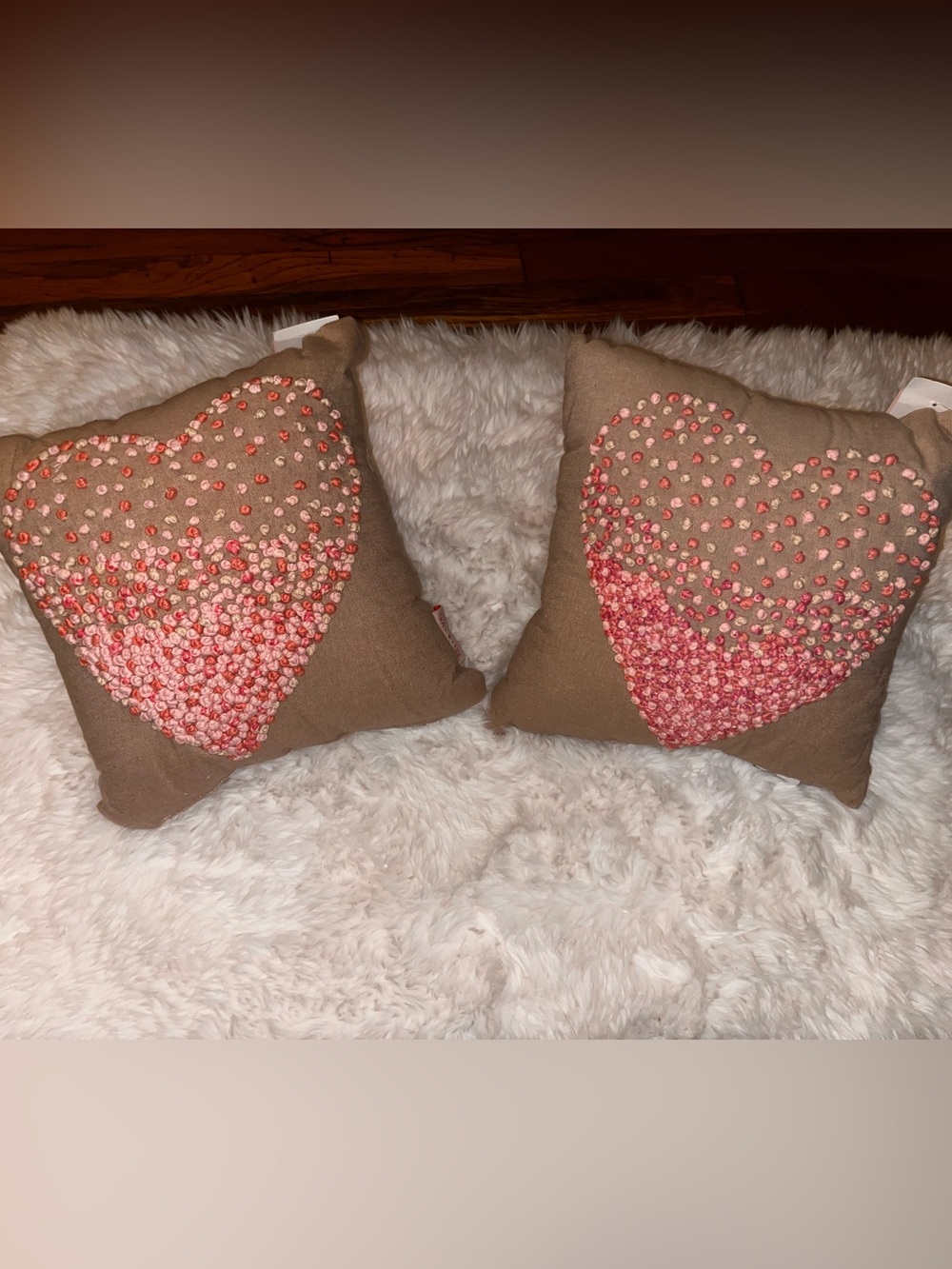 Bella Luxx Brown Pillow with Pink Coral  Heart